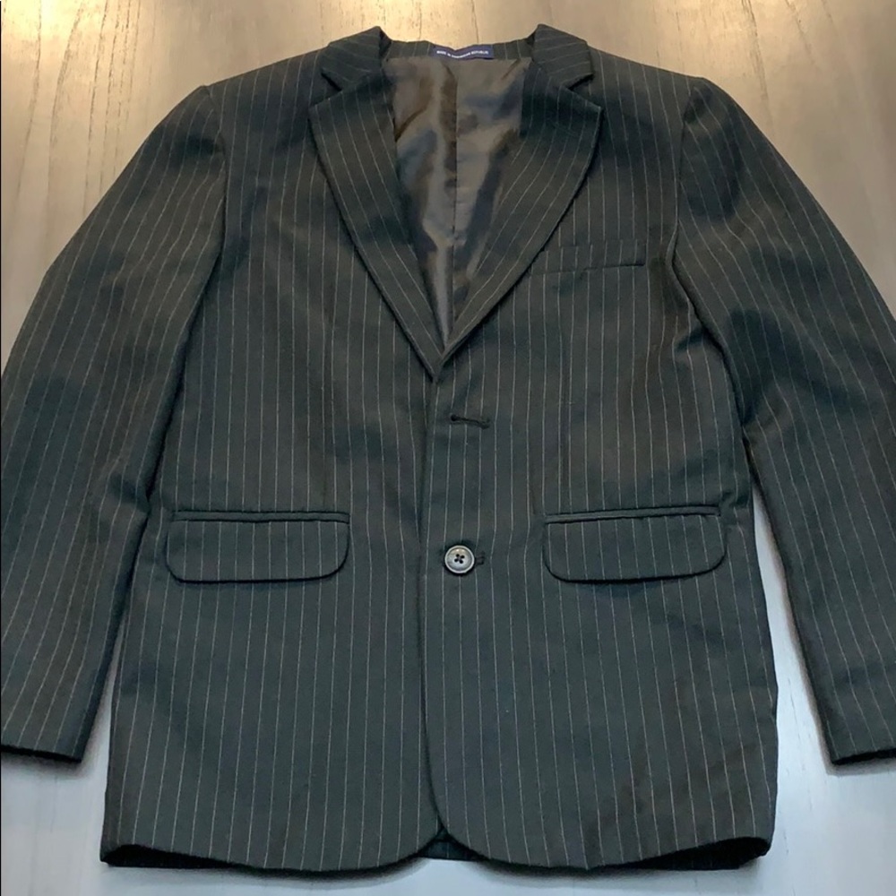 Chaps Boy’s Full Suit. Black Pin Stripe.